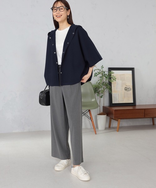 GALLORIA（ギャローリア）の「マシンウォッシャブル　フーディニットポンチョ（ニット/セーター・レディース・モカ/ネイビー・L/M）」の10枚目の写真