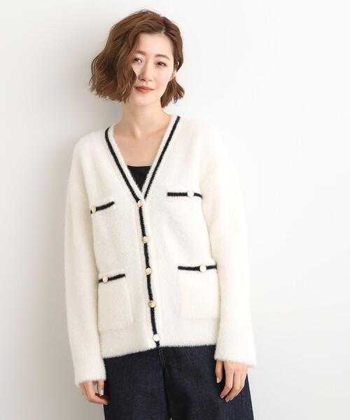 grove（グローブ）の「【石川梨華さん着用】軽やかフェザーで魅せる、クラシカルな主役カーディガン（カーディガン/ボレロ・レディース・アイボリー系4/ナチュラル/ベージュ/チャコール・02/03/01/04/05）」の7枚目の写真