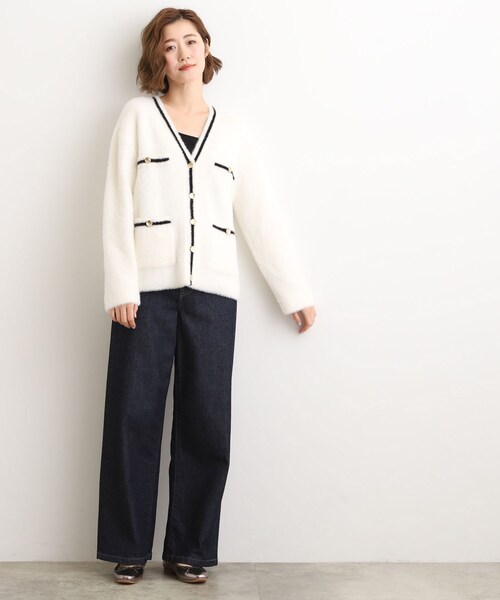 grove（グローブ）の「【石川梨華さん着用】軽やかフェザーで魅せる、クラシカルな主役カーディガン（カーディガン/ボレロ・レディース・アイボリー系4/ナチュラル/ベージュ/チャコール・02/03/01/04/05）」の9枚目の写真