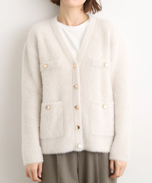 grove（グローブ）の「【石川梨華さん着用】軽やかフェザーで魅せる、クラシカルな主役カーディガン（カーディガン/ボレロ・レディース・アイボリー系4/ナチュラル/ベージュ/チャコール・02/03/01/04/05）」の15枚目の写真