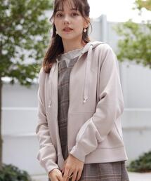 【マシンウォッシャブル・UVケア・大人可愛い】リボン刺繍ダンボールZIPフーディ