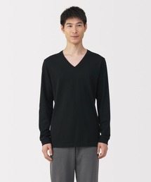 無印良品(ムジルシリョウヒン)の紳士 あったか綿 厚手 Vネック長袖Tシャツ(インナーウェア/肌着)