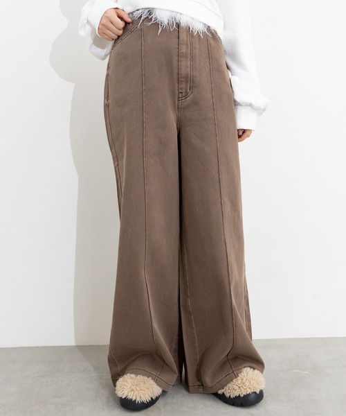 MIDVEIN（ミッドヴェイン）の「painter detail denim（デニムパンツ・レディース・ネイビー/ライトブルー/ブラウン・SMALL/MEDIUM）」の2枚目の写真
