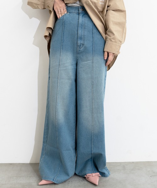 MIDVEIN（ミッドヴェイン）の「painter detail denim（デニムパンツ・レディース・ネイビー/ライトブルー/ブラウン・SMALL/MEDIUM）」の3枚目の写真