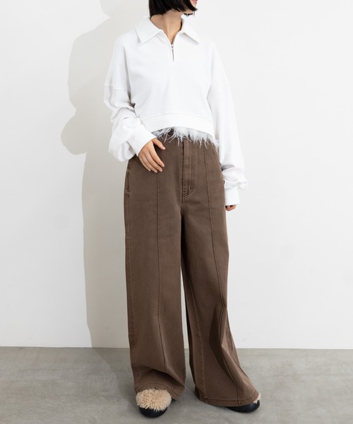 MIDVEIN（ミッドヴェイン）の「painter detail denim（デニムパンツ・レディース・ネイビー/ライトブルー/ブラウン・SMALL/MEDIUM）」の4枚目の写真