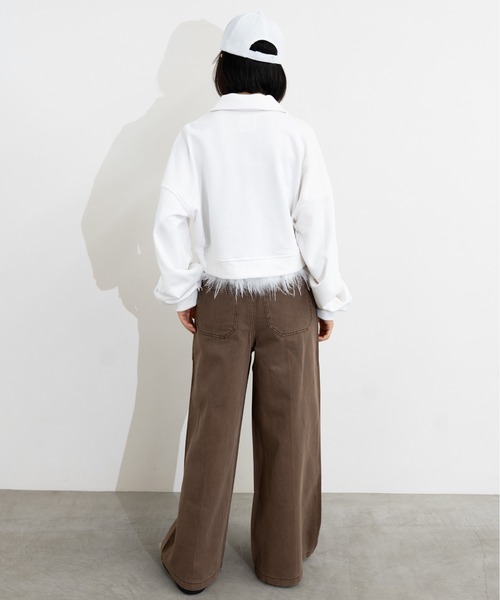 MIDVEIN（ミッドヴェイン）の「painter detail denim（デニムパンツ・レディース・ネイビー/ライトブルー/ブラウン・SMALL/MEDIUM）」の5枚目の写真
