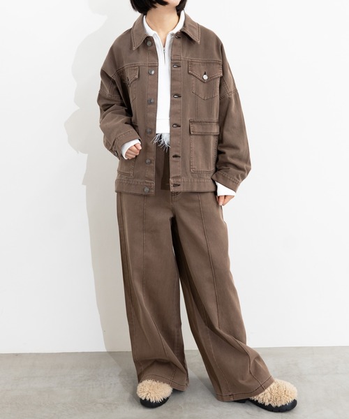 MIDVEIN（ミッドヴェイン）の「painter detail denim（デニムパンツ・レディース・ネイビー/ライトブルー/ブラウン・SMALL/MEDIUM）」の10枚目の写真