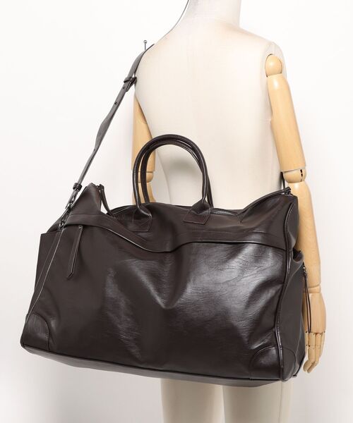 Chikashitsu +（チカシツプラス）の「【Chikashitsu +】travel big boston bag / 【チカシツプラス】トラベルビッグボストンバッグ（ボストンバッグ・メンズ・ブラック/ブラウン・ONE SIZE）」の6枚目の写真