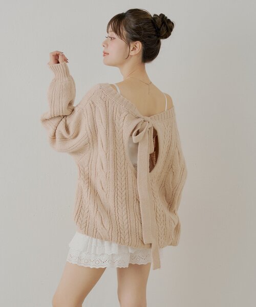 Chico（チコ）の「バックオープンケーブルルーズワンピース（ワンピース・レディース・ピンク/グレー/アイボリー/ブラウン・FREE）」の21枚目の写真