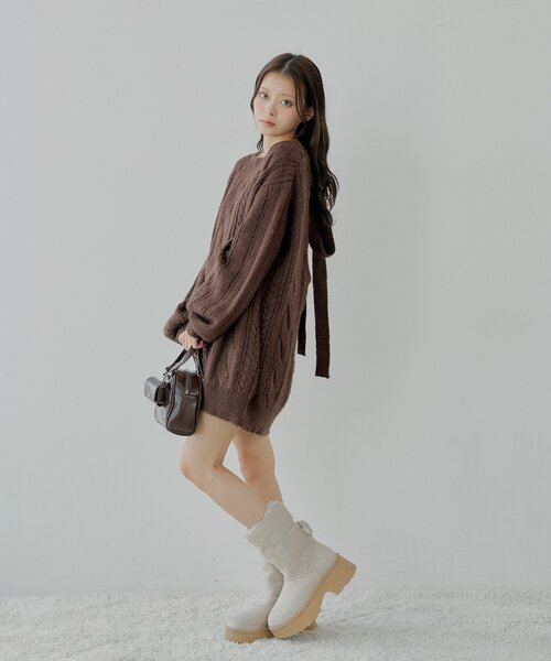 セール】バックオープンケーブルルーズワンピース（ワンピース