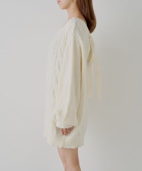 Chico（チコ）の「バックオープンケーブルルーズワンピース（ワンピース・レディース・ピンク/グレー/アイボリー/ブラウン・FREE）」の9枚目の写真