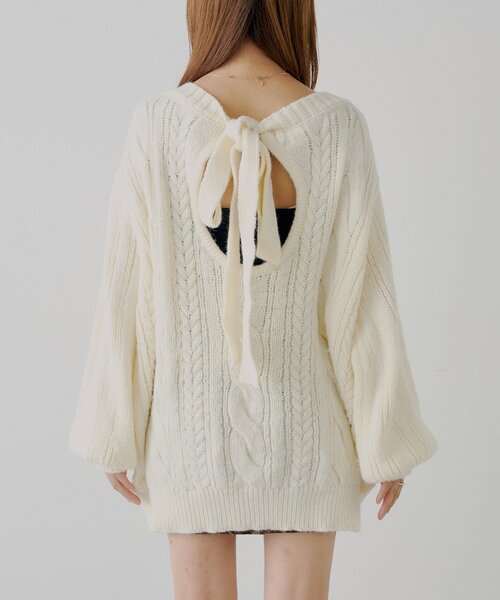 Chico（チコ）の「バックオープンケーブルルーズワンピース（ワンピース・レディース・ピンク/グレー/アイボリー/ブラウン・FREE）」の10枚目の写真