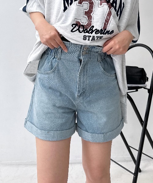 AS KNOW AS plus（アズノゥアズプラス）の「♪ロールアップハイウエストショートパンツ（その他パンツ・レディース・ブラック系/ブラック系その他/ブラウン系/ブラウン系その他/ブラウン系その他2/ホワイト系その他2/その他3/サックスブルー系3/ブラック系その他2/ブルー系3/ブラック系3・FREE）」の9枚目の写真