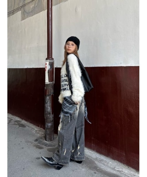 ラグアジェム FINE CRASH STRAIGHTデニム ブラック 24 ラグアジェム