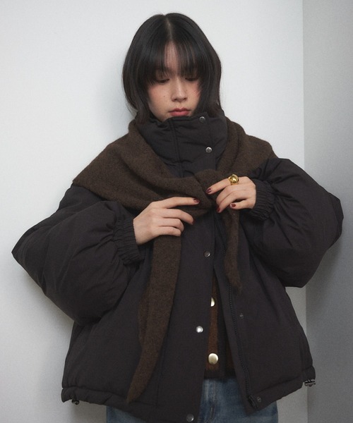 Shelly island（シェリーアイランド）の「ファイバーダウンショートブルゾン（ダウンジャケット/コート・レディース・ブラウン/ホワイト/ブラック・FREE）」の15枚目の写真