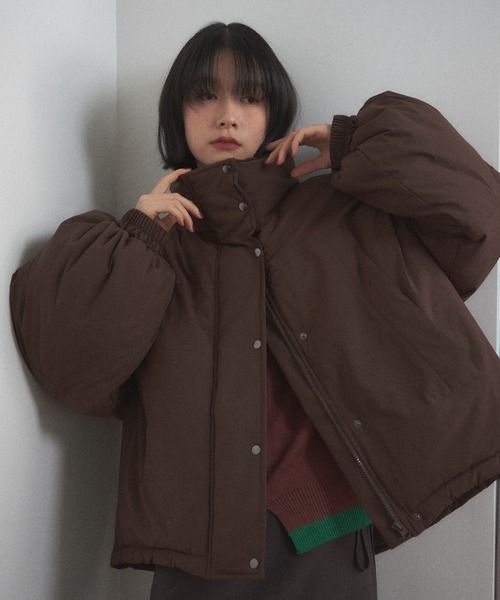 Shelly island（シェリーアイランド）の「ファイバーダウンショートブルゾン（ダウンジャケット/コート・レディース・ブラウン/ホワイト/ブラック・FREE）」の22枚目の写真