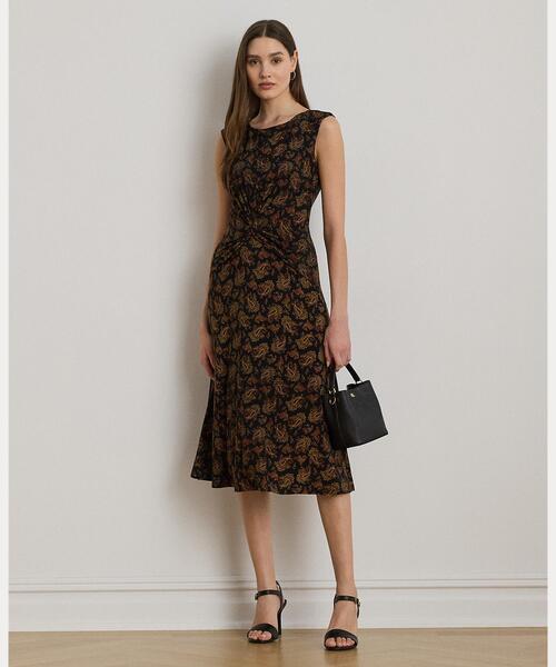 ペイズリー ツイストフロント ジャージー ドレス（ワンピース