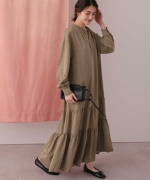 スキッパーティアードロングスリーブワンピース