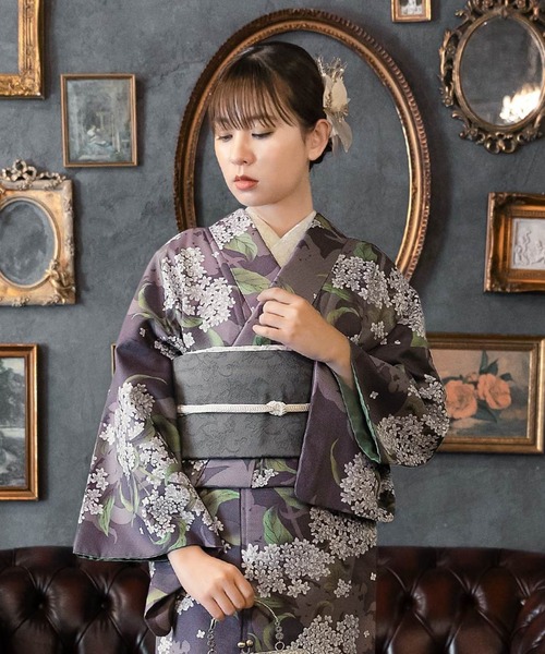 kimonomachi(キモノマチ)の「レディース 洗える着物 2点セット (袷着物+京袋帯) M/L サイズ KIMONOMACHI オリジナル 銀木犀 白木蓮 アラベスク南天 牡丹 2025-26新作 着物2点セット 小紋 福袋(着物・レディース・ブラック/キナリ/ダークブラウン/チャコールグレー/ラベンダー/ブラック系/モーブ系/グレイッシュベージュ・M/L)」の8枚目の写真
