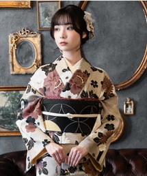 kimonomachi | レディース 洗える着物 2点セット (袷着物+京袋帯) M/L サイズ　KIMONOMACHI オリジナル　銀木犀 白木蓮 アラベスク南天 牡丹 2025-26新作 着物2点セット 小紋 福袋(着物)