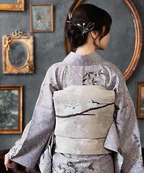 セール】レディース 洗える着物 2点セット (袷着物+京袋帯) M/L サイズ