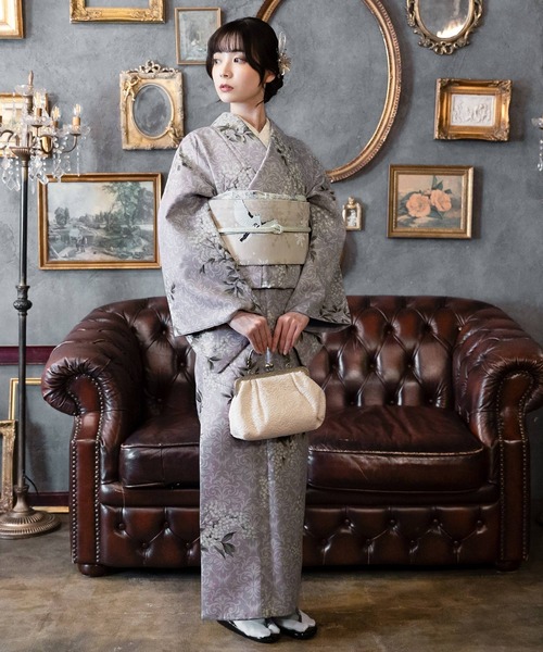 kimonomachi(キモノマチ)の「レディース 洗える着物 2点セット (袷着物+京袋帯) M/L サイズ KIMONOMACHI オリジナル 銀木犀 白木蓮 アラベスク南天 牡丹 2025-26新作 着物2点セット 小紋 福袋(着物・レディース・ブラック/キナリ/ダークブラウン/チャコールグレー/ラベンダー/ブラック系/モーブ系/グレイッシュベージュ・M/L)」の15枚目の写真