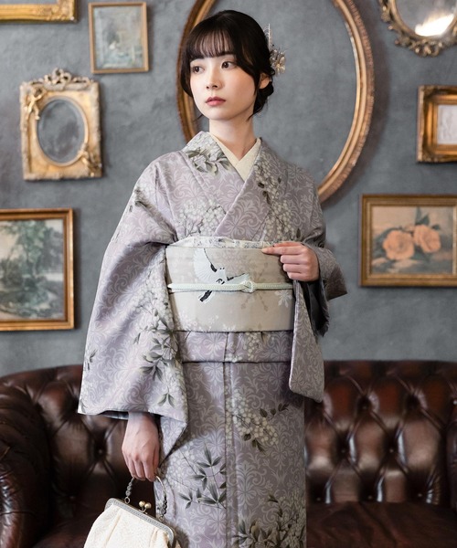 kimonomachi(キモノマチ)の「レディース 洗える着物 2点セット (袷着物+京袋帯) M/L サイズ KIMONOMACHI オリジナル 銀木犀 白木蓮 アラベスク南天 牡丹 2025-26新作 着物2点セット 小紋 福袋(着物・レディース・ブラック/キナリ/ダークブラウン/チャコールグレー/ラベンダー/ブラック系/モーブ系/グレイッシュベージュ・M/L)」の14枚目の写真