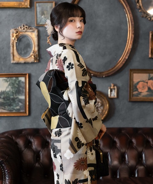 kimonomachi(キモノマチ)の「レディース 洗える着物 2点セット (袷着物+京袋帯) M/L サイズ KIMONOMACHI オリジナル 銀木犀 白木蓮 アラベスク南天 牡丹 2025-26新作 着物2点セット 小紋 福袋(着物・レディース・ブラック/キナリ/ダークブラウン/チャコールグレー/ラベンダー/ブラック系/モーブ系/グレイッシュベージュ・M/L)」の20枚目の写真