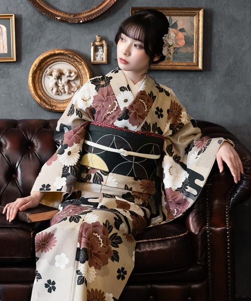 kimonomachi(キモノマチ)の「レディース 洗える着物 2点セット (袷着物+京袋帯) M/L サイズ KIMONOMACHI オリジナル 銀木犀 白木蓮 アラベスク南天 牡丹 2025-26新作 着物2点セット 小紋 福袋(着物・レディース・ブラック/キナリ/ダークブラウン/チャコールグレー/ラベンダー/ブラック系/モーブ系/グレイッシュベージュ・M/L)」の19枚目の写真