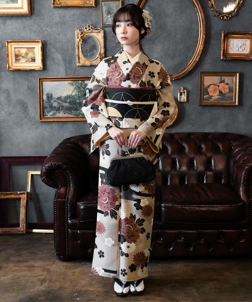 kimonomachi(キモノマチ)の「レディース 洗える着物 2点セット (袷着物+京袋帯) M/L サイズ KIMONOMACHI オリジナル 銀木犀 白木蓮 アラベスク南天 牡丹 2025-26新作 着物2点セット 小紋 福袋(着物・レディース・ブラック/キナリ/ダークブラウン/チャコールグレー/ラベンダー/ブラック系/モーブ系/グレイッシュベージュ・M/L)」の21枚目の写真