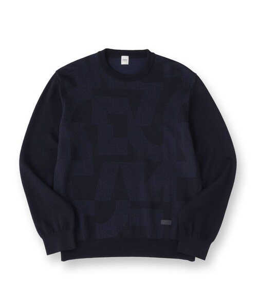 TAKEO KIKUCHI（タケオキクチ）の「【Made in JAPAN】ビッグチェック＆スライドパズル柄 ニット（ニット/セーター・メンズ・ライトグレー系3/ネイビー系1/ブラウン系2/ブラウン系その他4/ネイビー系3・02/03/04）」の6枚目の写真