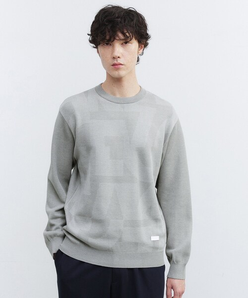 TAKEO KIKUCHI（タケオキクチ）の「【Made in JAPAN】ビッグチェック＆スライドパズル柄 ニット（ニット/セーター・メンズ・ライトグレー系3/ネイビー系1/ブラウン系2/ブラウン系その他4/ネイビー系3・02/03/04）」の22枚目の写真