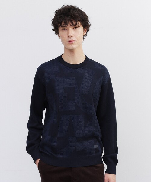 TAKEO KIKUCHI（タケオキクチ）の「【Made in JAPAN】ビッグチェック＆スライドパズル柄 ニット（ニット/セーター・メンズ・ライトグレー系3/ネイビー系1/ブラウン系2/ブラウン系その他4/ネイビー系3・02/03/04）」の15枚目の写真