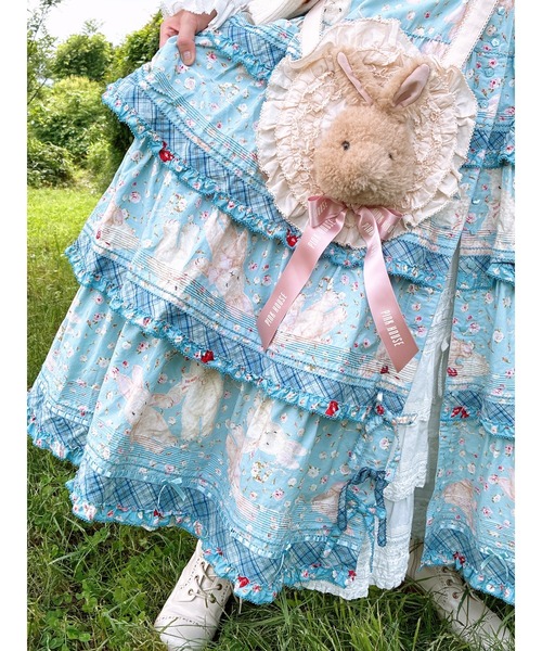 うさぎ顔ぐるみ付きサークルフリルポシェット うさぎ顔ぐるみ付き