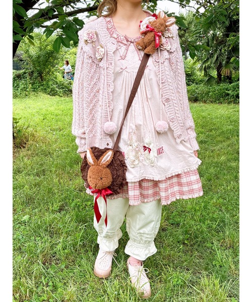 ピンクハウス　うさぎの顔付きポシェット　ピンク うさぎ顔ぐるみ付きサークルフリルポシェット（ショルダーバッグ