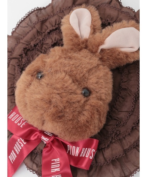 うさぎ顔ぐるみ付きサークルフリルポシェット（ショルダーバッグ