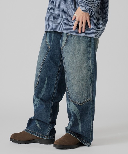 SUPPLIER/サプライヤー Vintage Wash Tribal Double Knee Baggy Jeans