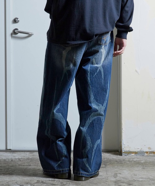 push push デニム 受注制【Chikashitsu +】snap button stitch denim pants