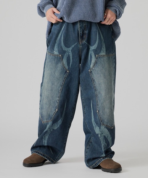 SUPPLIER/サプライヤー Vintage Wash Tribal Double Knee Baggy Jeans