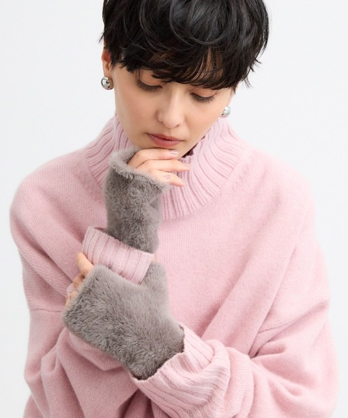 BARNYARDSTORM（バンヤードストーム）の「BARNYARDSTORM / シャギーアームウォーマー（手袋・レディース・ネイビー/グレー・FREE）」の3枚目の写真