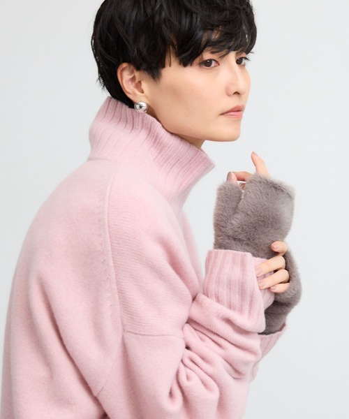 BARNYARDSTORM（バンヤードストーム）の「BARNYARDSTORM / シャギーアームウォーマー（手袋・レディース・ネイビー/グレー・FREE）」の5枚目の写真