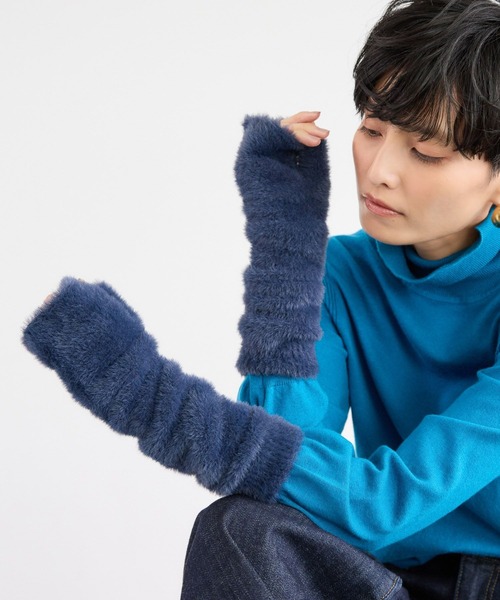 BARNYARDSTORM（バンヤードストーム）の「BARNYARDSTORM / シャギーアームウォーマー（手袋・レディース・ネイビー/グレー・FREE）」の8枚目の写真