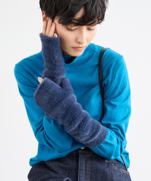 BARNYARDSTORM（バンヤードストーム）の「BARNYARDSTORM / シャギーアームウォーマー（手袋・レディース・ネイビー/グレー・FREE）」の10枚目の写真