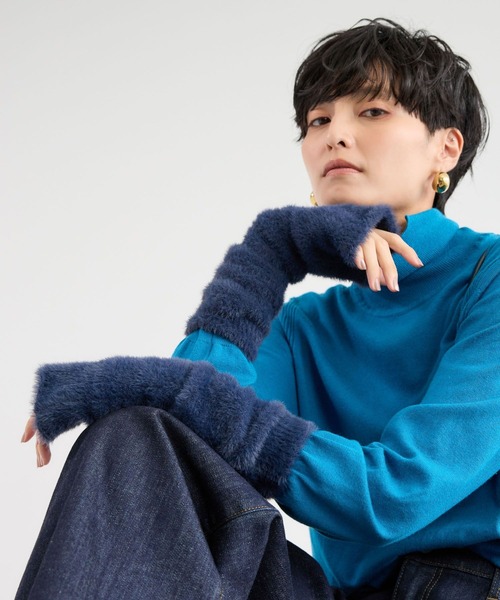 BARNYARDSTORM（バンヤードストーム）の「BARNYARDSTORM / シャギーアームウォーマー（手袋・レディース・ネイビー/グレー・FREE）」の11枚目の写真