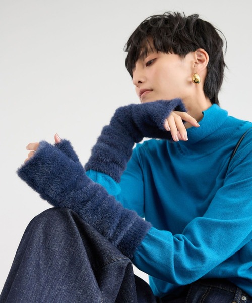 BARNYARDSTORM（バンヤードストーム）の「BARNYARDSTORM / シャギーアームウォーマー（手袋・レディース・ネイビー/グレー・FREE）」の12枚目の写真