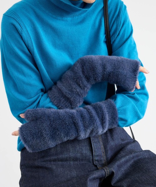 BARNYARDSTORM（バンヤードストーム）の「BARNYARDSTORM / シャギーアームウォーマー（手袋・レディース・ネイビー/グレー・FREE）」の14枚目の写真