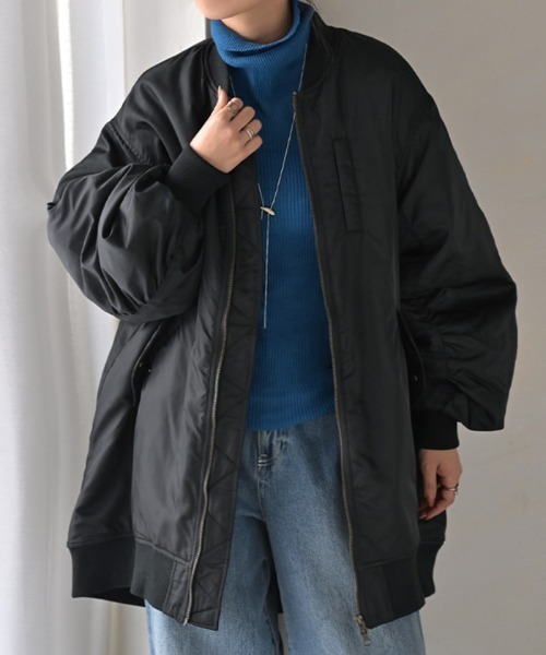 HUG.U(ハグユー)の「オーバーサイズ中綿MA-1(MA-1・レディース・ブラック/カーキ・FREE)」の9枚目の写真