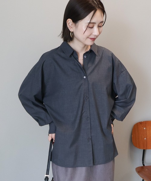 AMERICAN HOLIC(アメリカンホリック)の「イージーケアコクーンバックタックシャツ(シャツ/ブラウス・レディース・オフホワイト/ネイビー/チェック・L/M)」の8枚目の写真