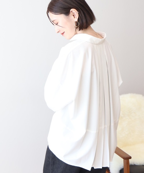 AMERICAN HOLIC(アメリカンホリック)の「イージーケアコクーンバックタックシャツ(シャツ/ブラウス・レディース・オフホワイト/ネイビー/チェック・L/M)」の9枚目の写真