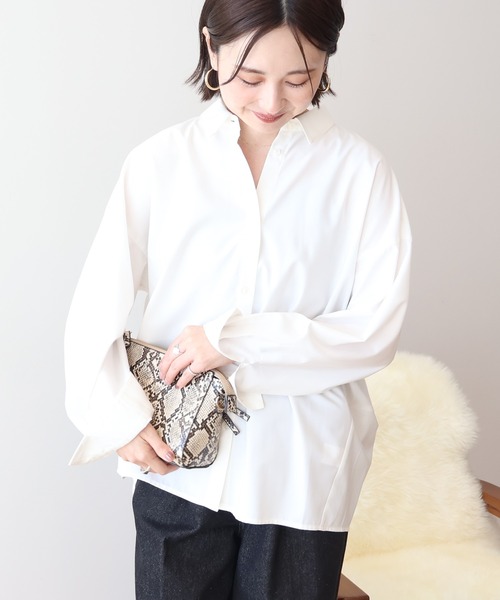 AMERICAN HOLIC(アメリカンホリック)の「イージーケアコクーンバックタックシャツ(シャツ/ブラウス・レディース・オフホワイト/ネイビー/チェック・L/M)」の11枚目の写真